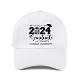 Casquette de baseball personnalisée fière maman papa d'une casquette de baseball diplômée 2024 - Photo personnalisée